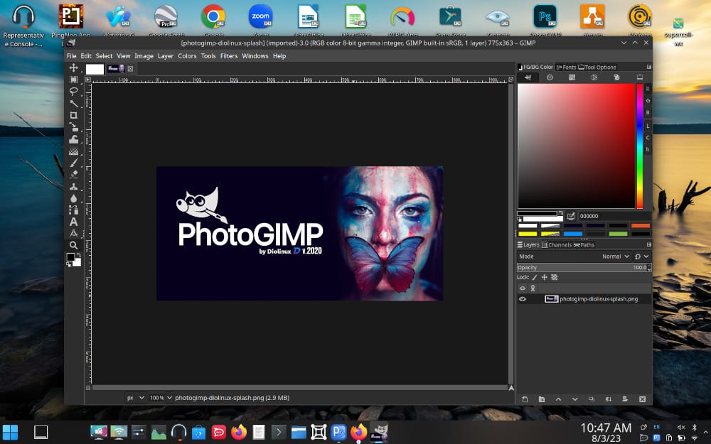 PhotoGIMP (Photoshop Clone) in action