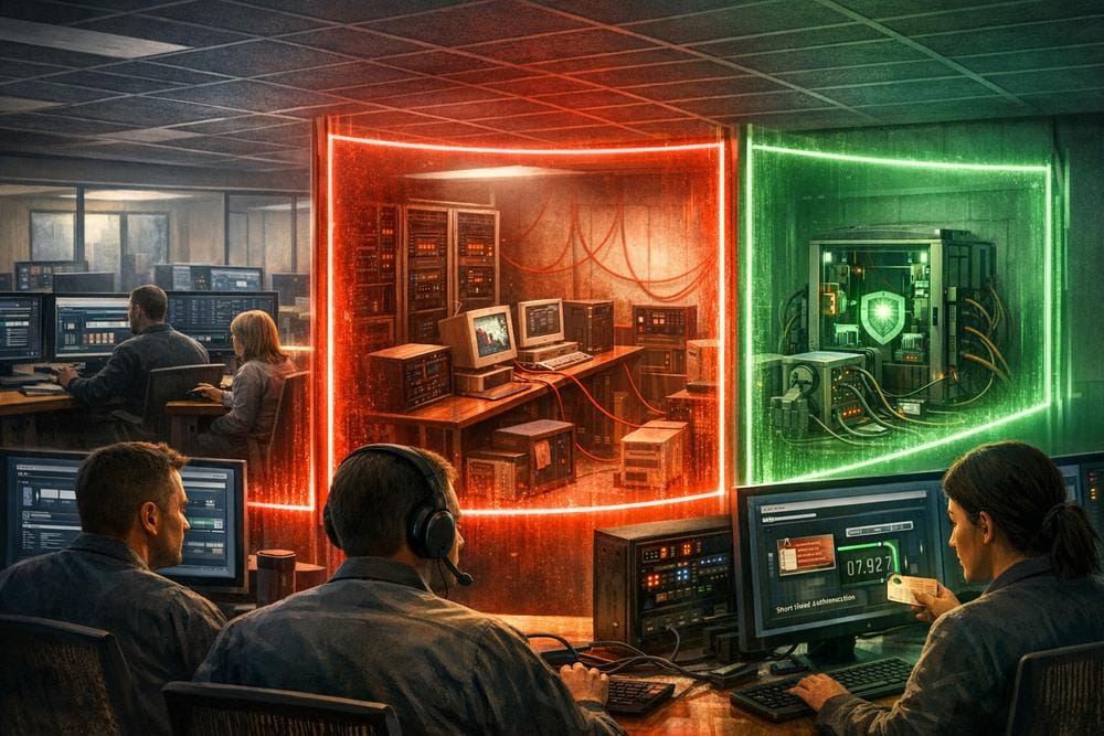 Enterprise security team monitoring controlled remote-management tools, decoy systems, and bounded AI agents