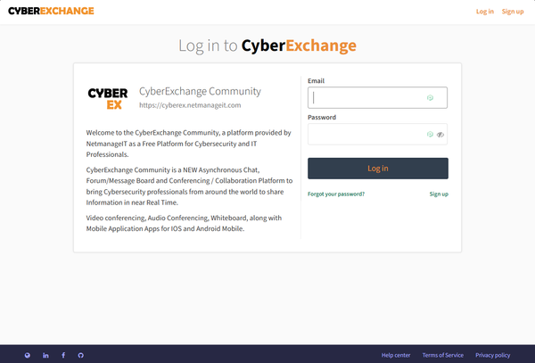 CyberExchange Community Login Landing Page https://cyberex.netmanageit.com