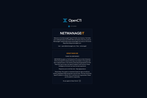 NetmanageIT OpenCTI Public Threat Platform Temporarily
