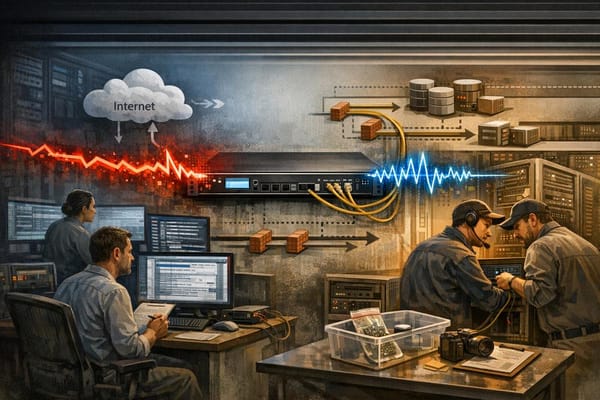Network-edge illustration showing a NetScaler gateway under investigation for critical vulnerabilities