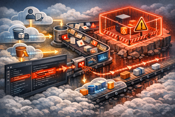 Illustration of an exposed AWS IAM credential being detected through repository scanning and contained with CloudTrail monitoring and a quarantine policy