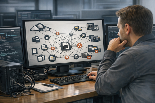 Security analyst mapping metadata relationships among AI-integrated malware samples and provider artifacts