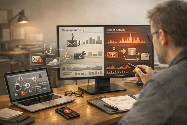 Security analysts hunting for subtle threats across executive devices, identities, and corporate telemetry